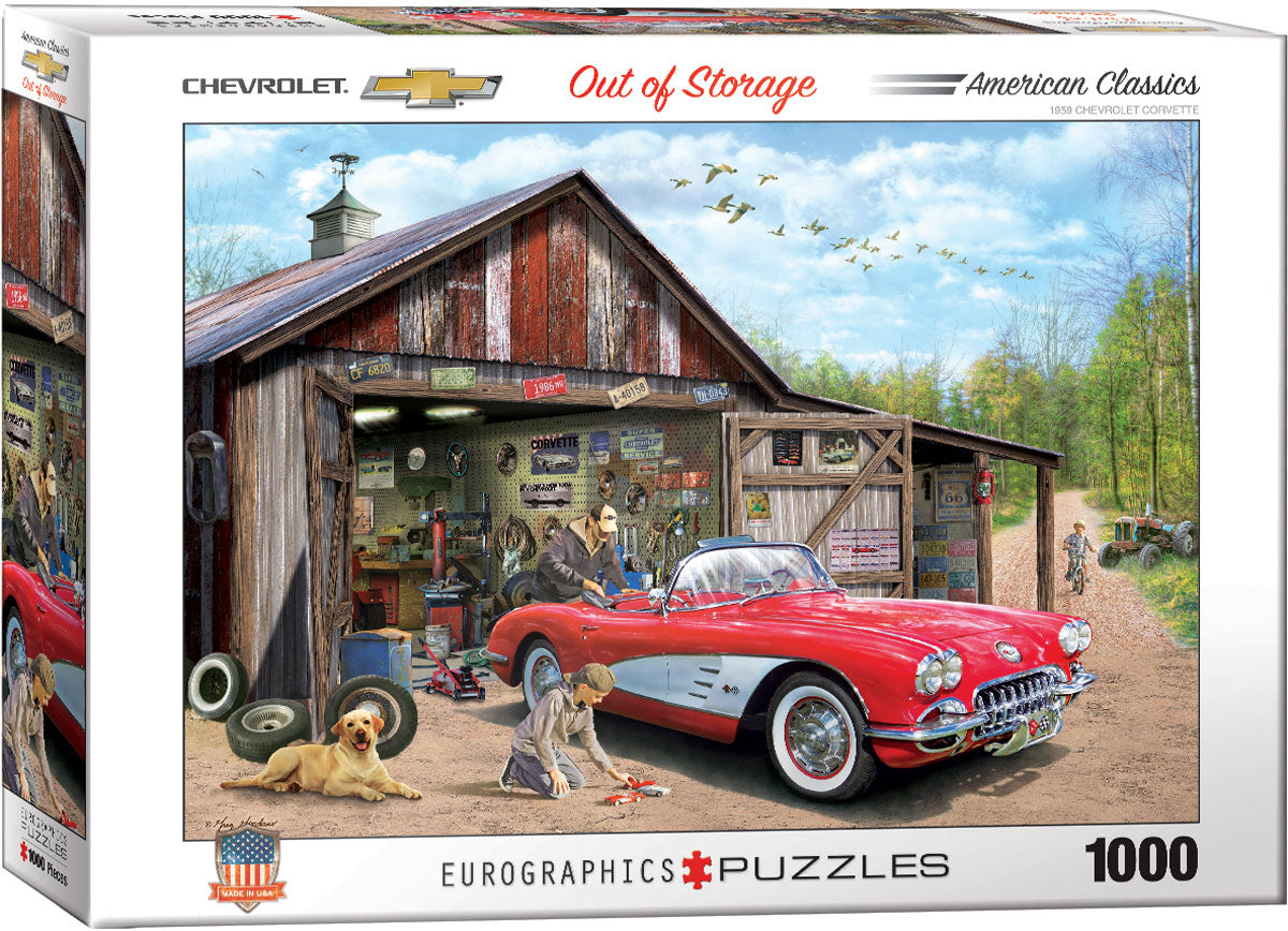 1959 Corvette Driving Down Route 66 1000 Piece Puzzle - Quick Ship